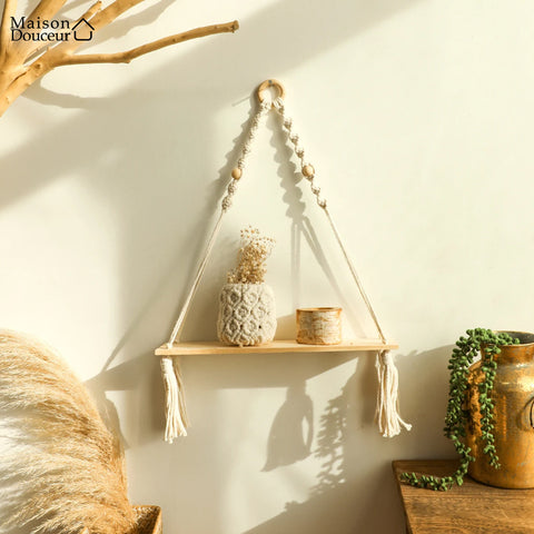 Bohemian wooden wall shelf