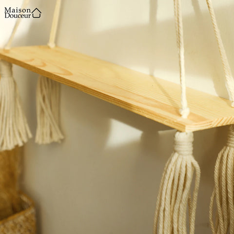 Bohemian wooden wall shelf