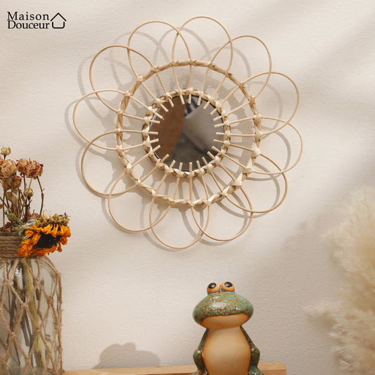 Palm tree stem wall mirror