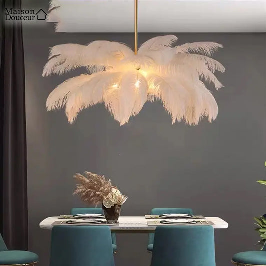 White feather chandelier