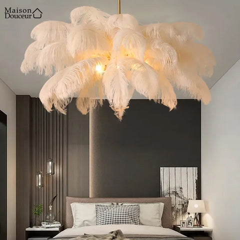 White feather chandelier