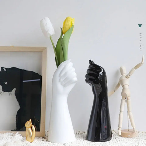 Resin vase in the shape of a hand