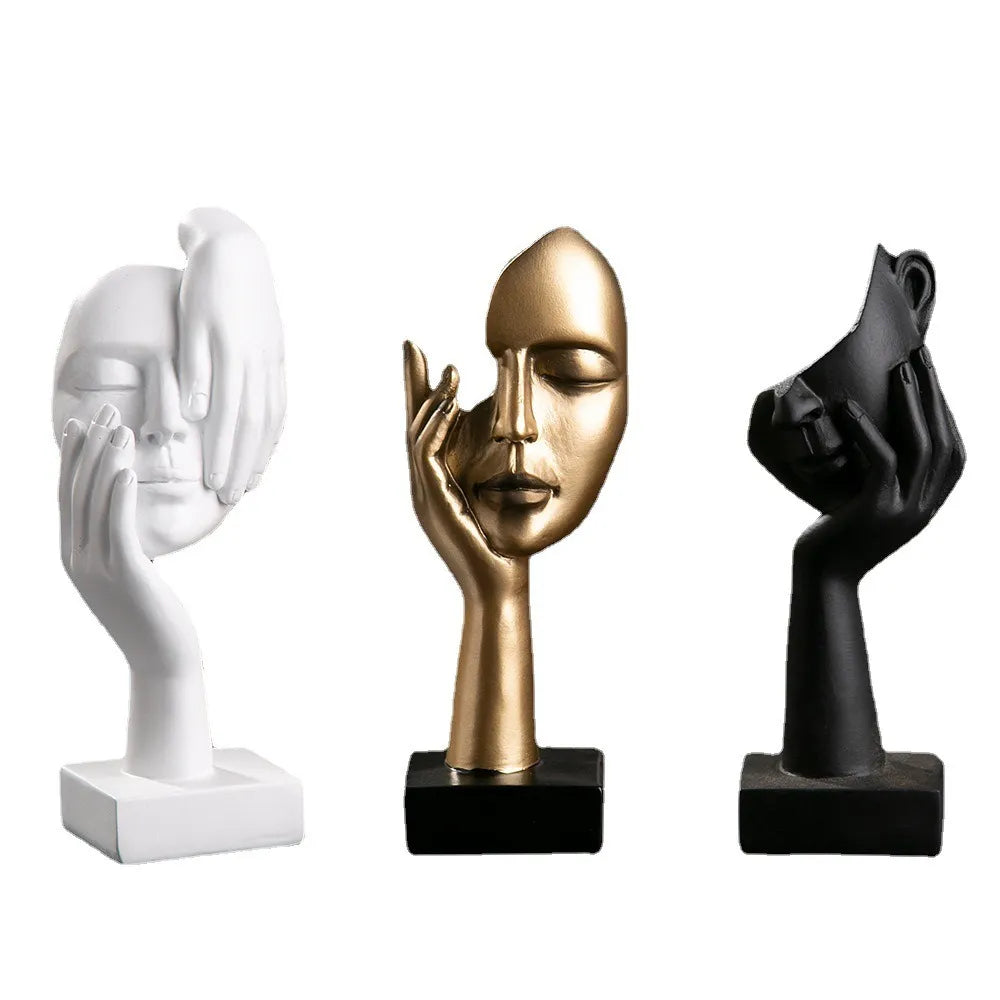 Resin female face statuette