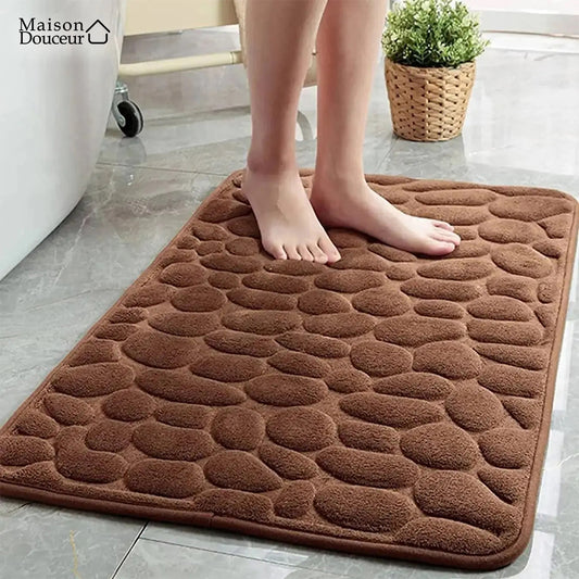 Soft pebble-shaped bath mat
