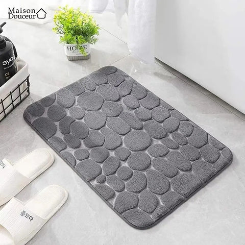 Soft pebble-shaped bath mat