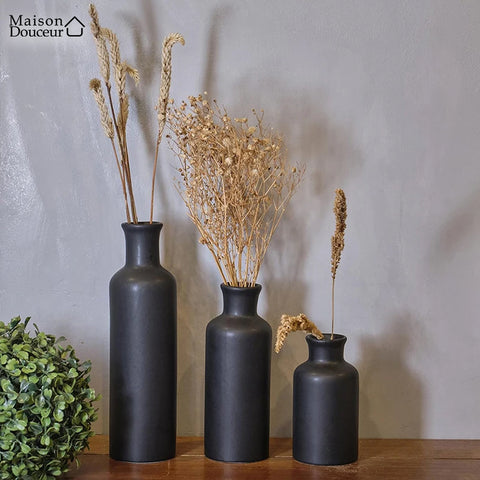 Set of 3 ceramic bottle vases 