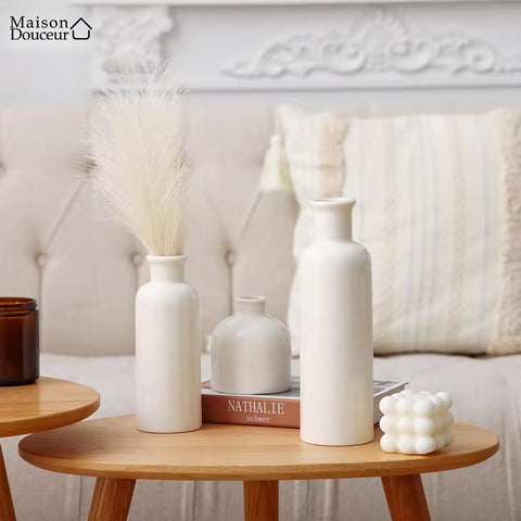 Set of 3 ceramic bottle vases 