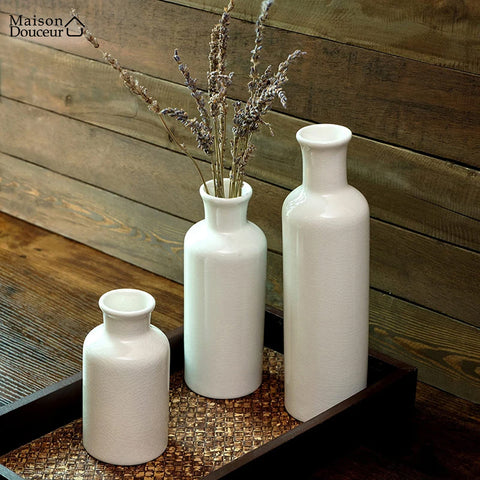 Set of 3 ceramic bottle vases 