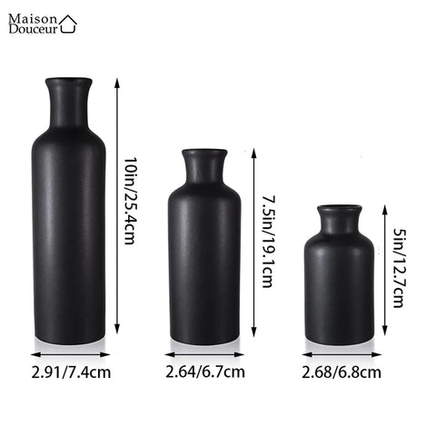 Set of 3 ceramic bottle vases 